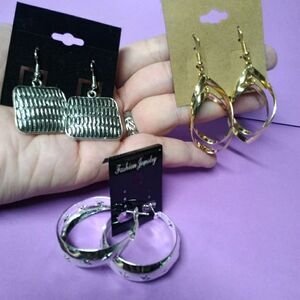 Lovely Trio NEW Earring Set hoops gold silver